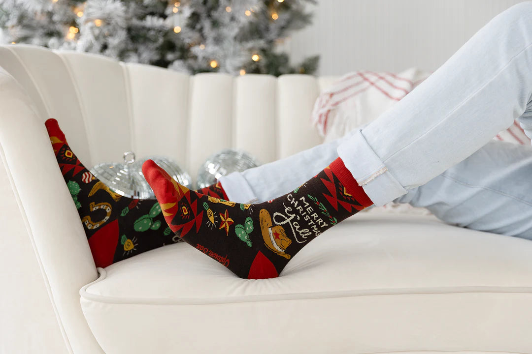 "Country Christmas" Cotton Crew Socks by Uptown Sox (CLEARANCE)