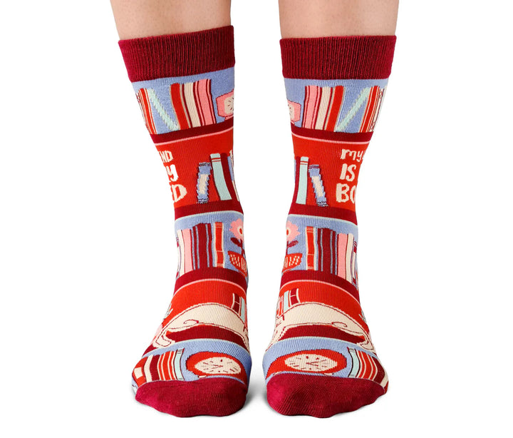Chaussettes mi-mollet en coton « Bookworm » par Uptown Sox - Medium 