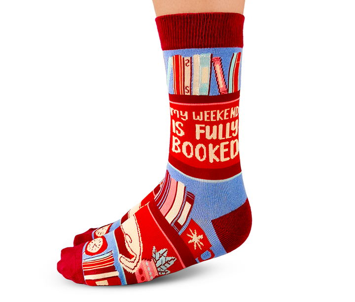 "Bookworm" Cotton Crew Socks by Uptown Sox - Medium
