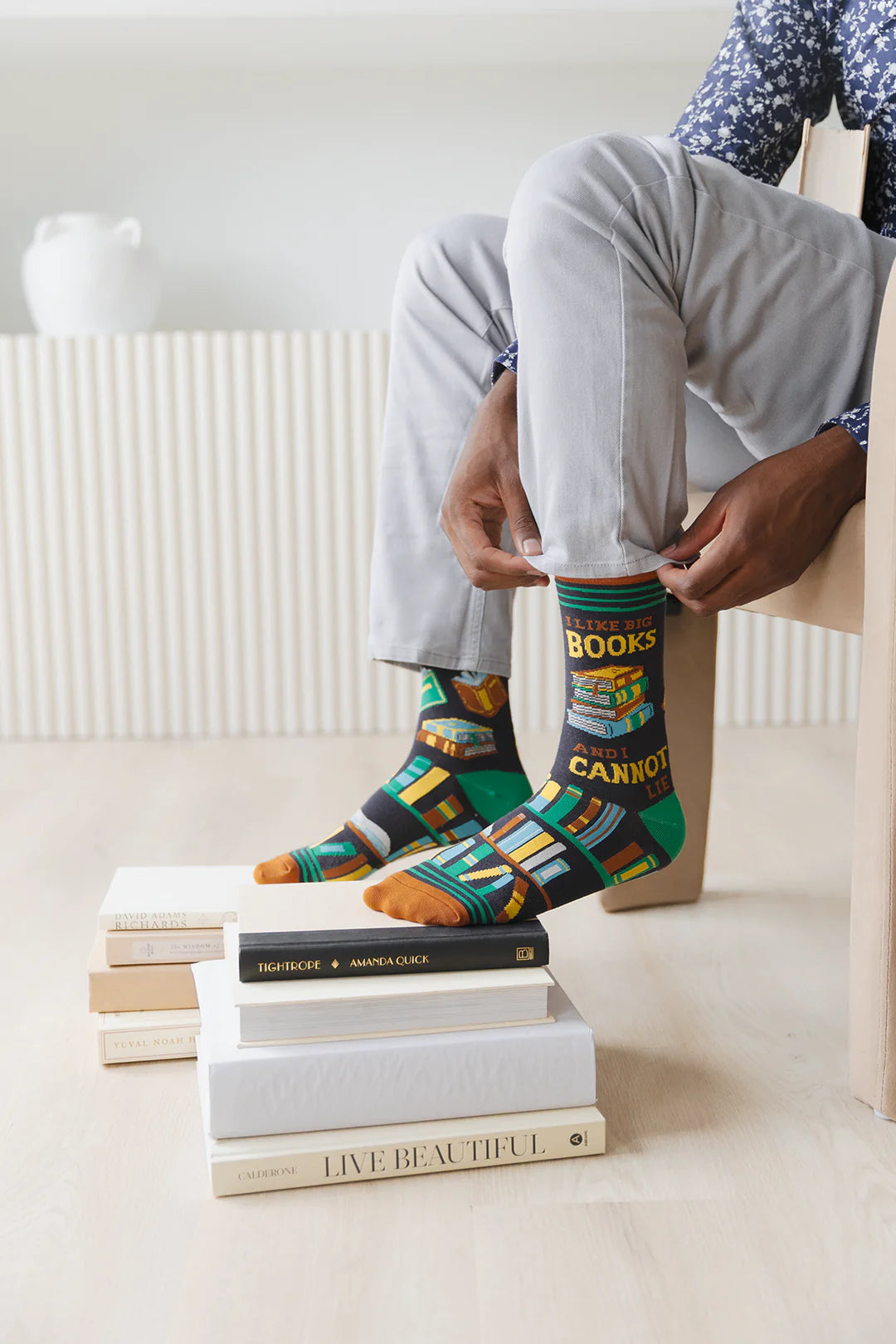 Chaussettes en coton « Big Books » par Uptown Sox - Taille L 