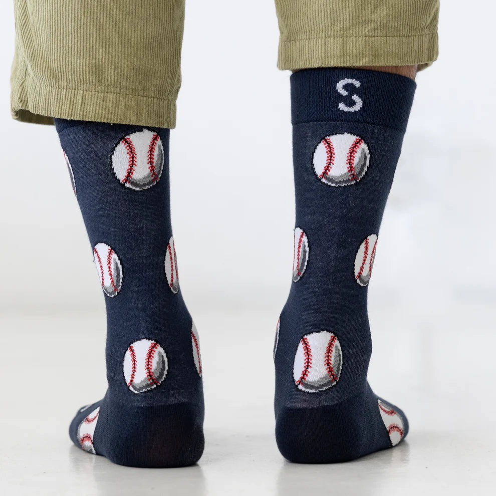 "Baseballs" Bamboo Crew Socks By Sexy Socks