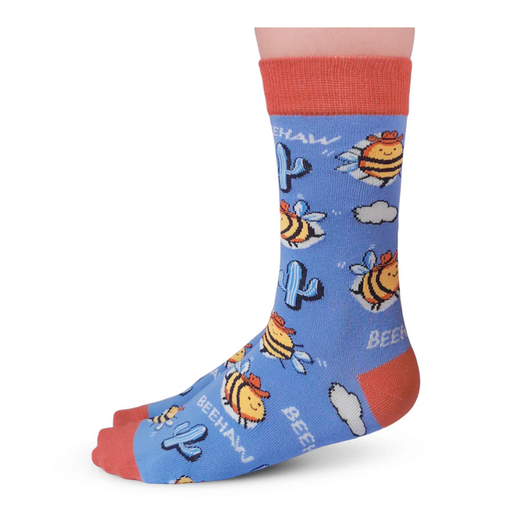 "Bee-Haw" Cotton Crew Socks by Uptown Sox - Medium