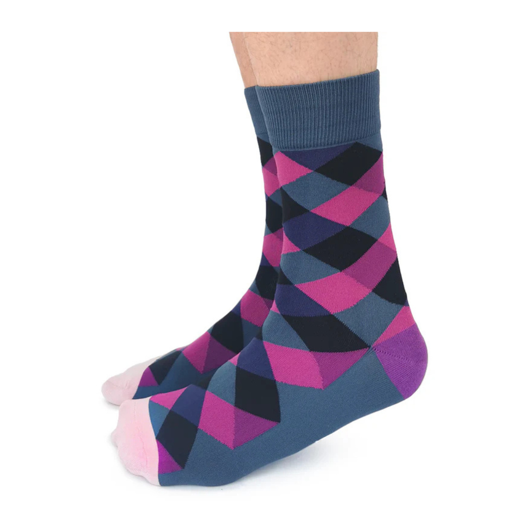 Chaussettes mi-mollet en coton « Cassis » par Uptown Sox - Taille L 