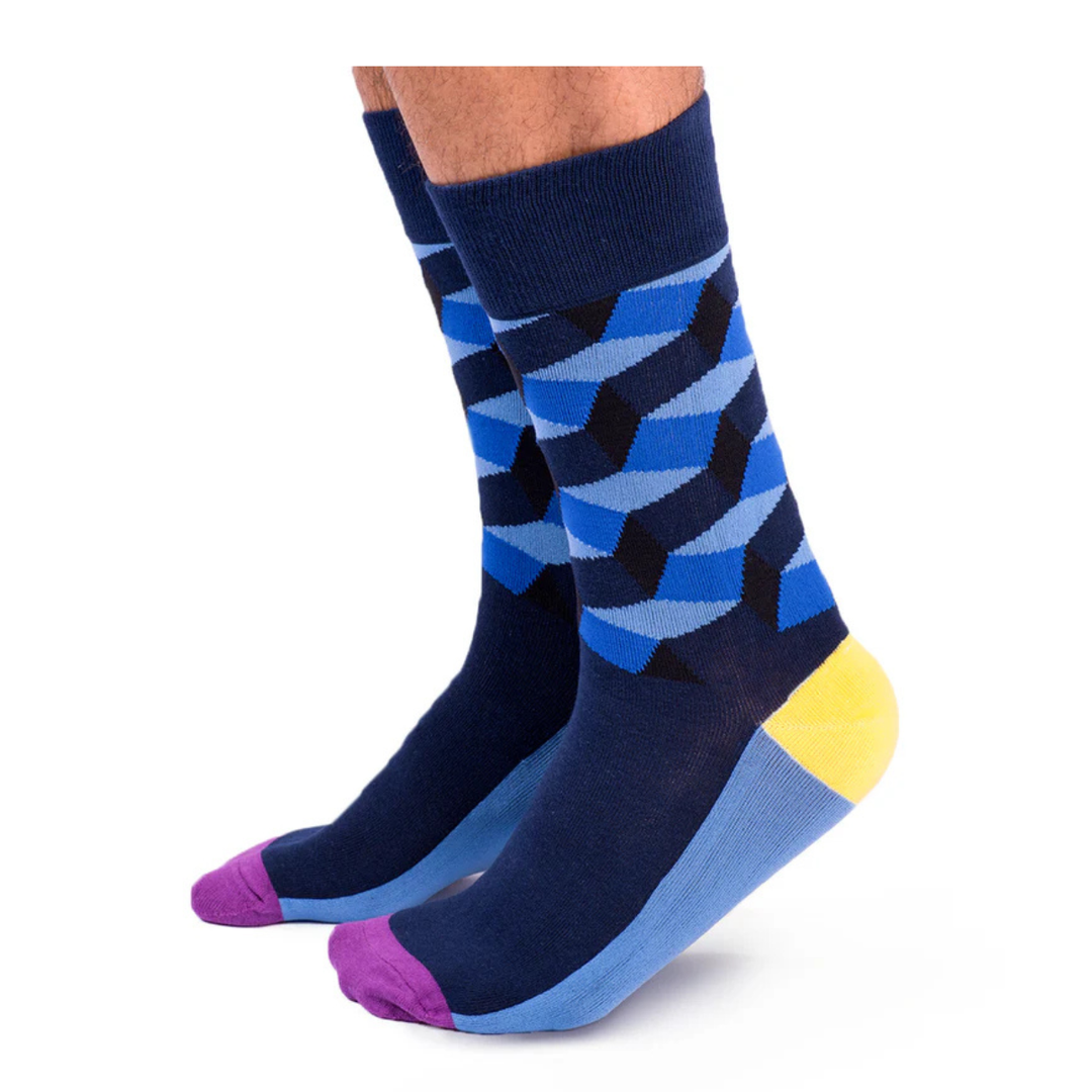 Chaussettes en coton « Blue Steel » par Uptown Sox - Taille L 