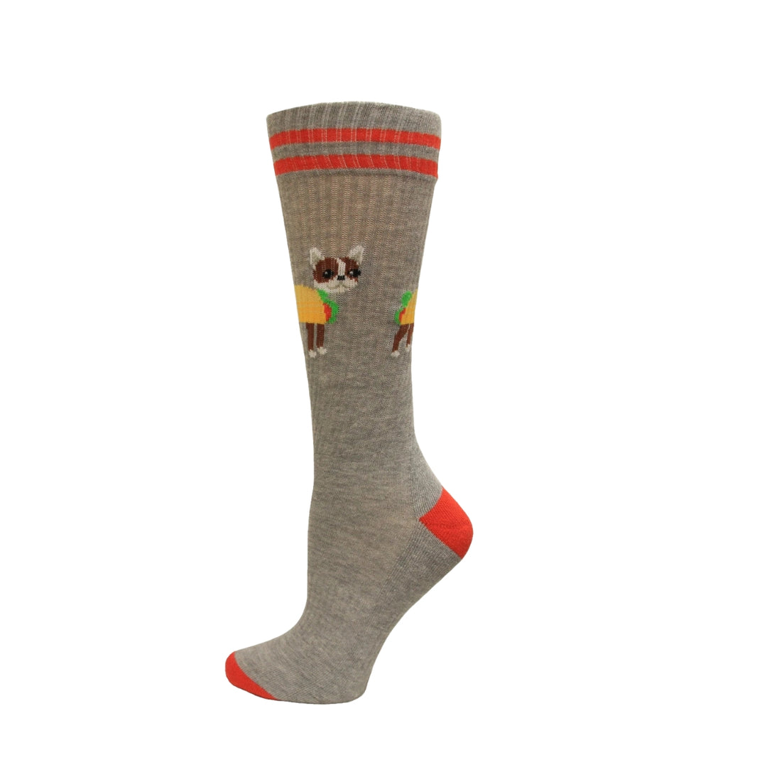 "Taco Terrier" Cotton Crew Socks by Hot Sox - Large
