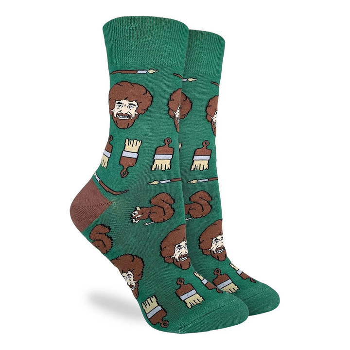 Chaussettes mi-mollet « Bob Ross Faces » par Good Luck Sock 