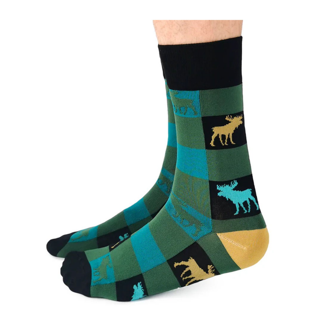 Chaussettes en coton « Boreal Moose » des Uptown Sox - Grandes 