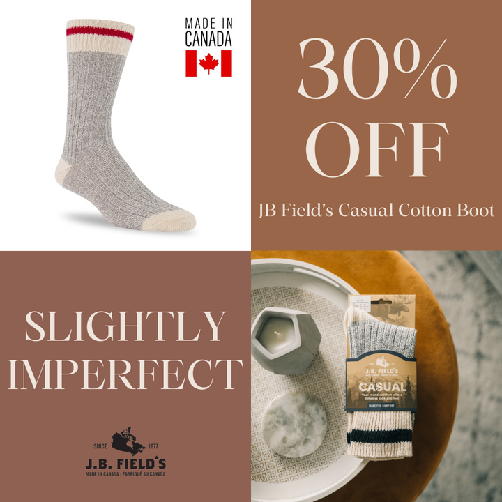 2 PAIR J.B. Field's Casual Cotton Work Socks (SLIGHTLY IMPERFECT)