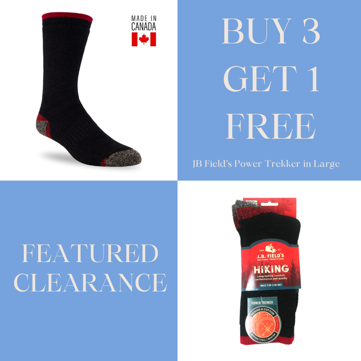 J.B. Field's Hiking "Power Trekker" Merino/Cotton Boot Socks (OVERSTOCK) - LARGE