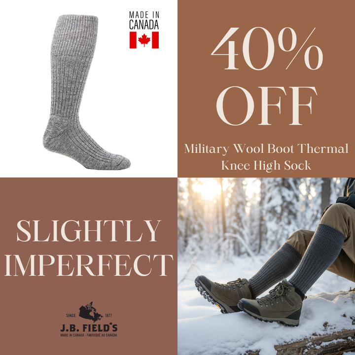 SLIGHTLY IMPERFECT - J.B. Field's Military Wool Boot Thermal Knee High Sock