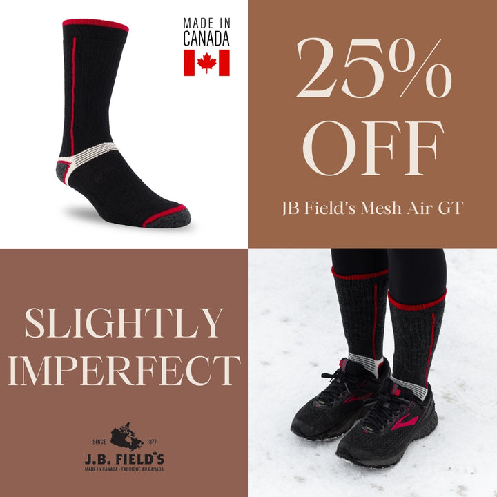 2 PAIR - J.B. Field's Hiking "Mesh Air GT" 75% Merino Wool Sock (Slightly Imperfect)