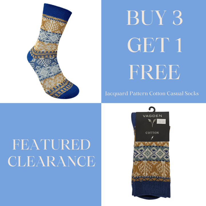 Vagden Jacquard Pattern H Cotton Casual Socks - Medium (CLEARANCE)