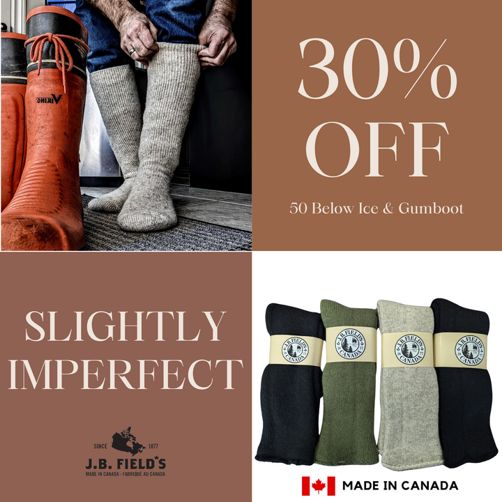 2 PAIR - J.B. Field's Icelandic "50 Below Ice" Wool Thermal Sock (SLIGHTLY IMPERFECT)