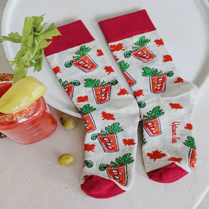 "Canadian Caesar" Cotton Crew Socks by Uptown Sox - Large