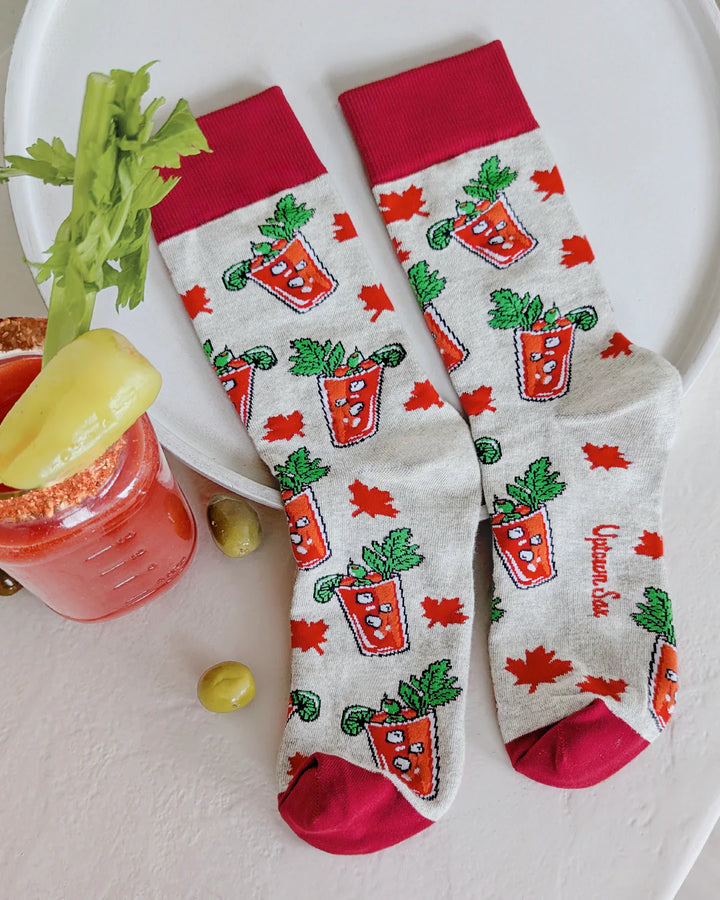"Canadian Caesar" Cotton Crew Socks by Uptown Sox - Large