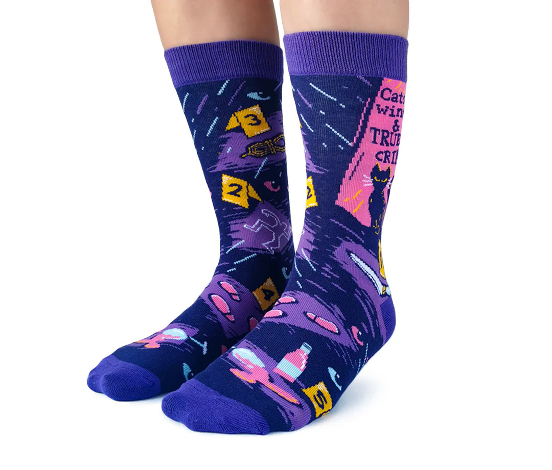 Chaussettes en coton « Chats, vin et crime » par Uptown Sox - Medium 
