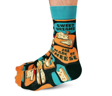 "Cheese Dreams" Cotton Crew Socks by Uptown Sox - Large