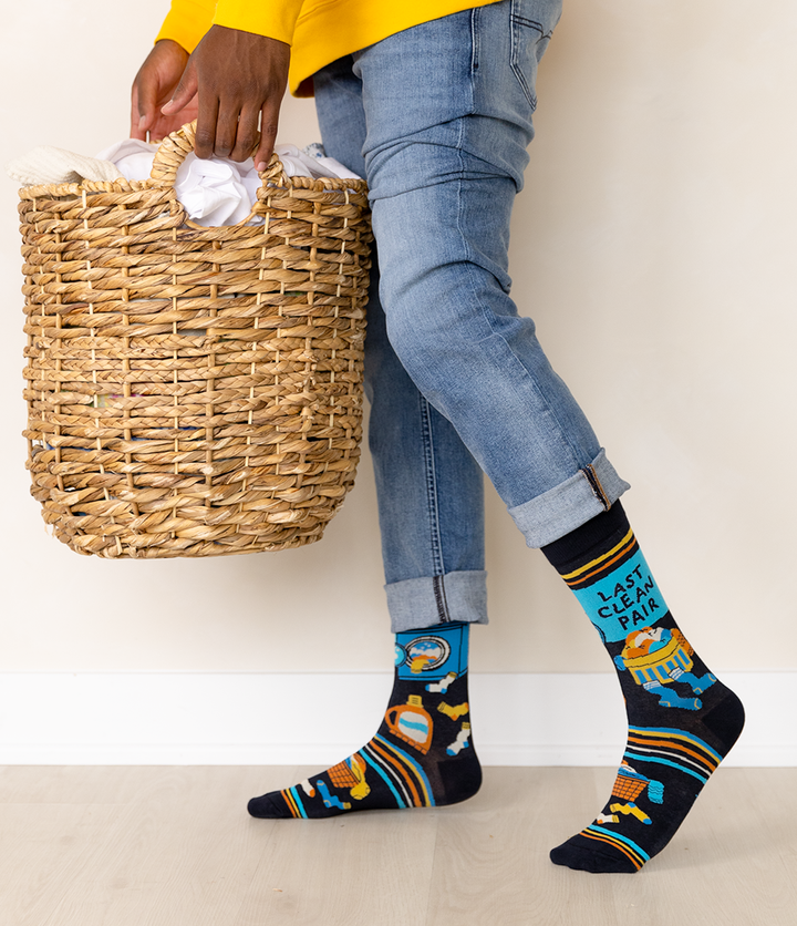 "Clean Socks" Cotton Crew Socks by Uptown Sox - Large