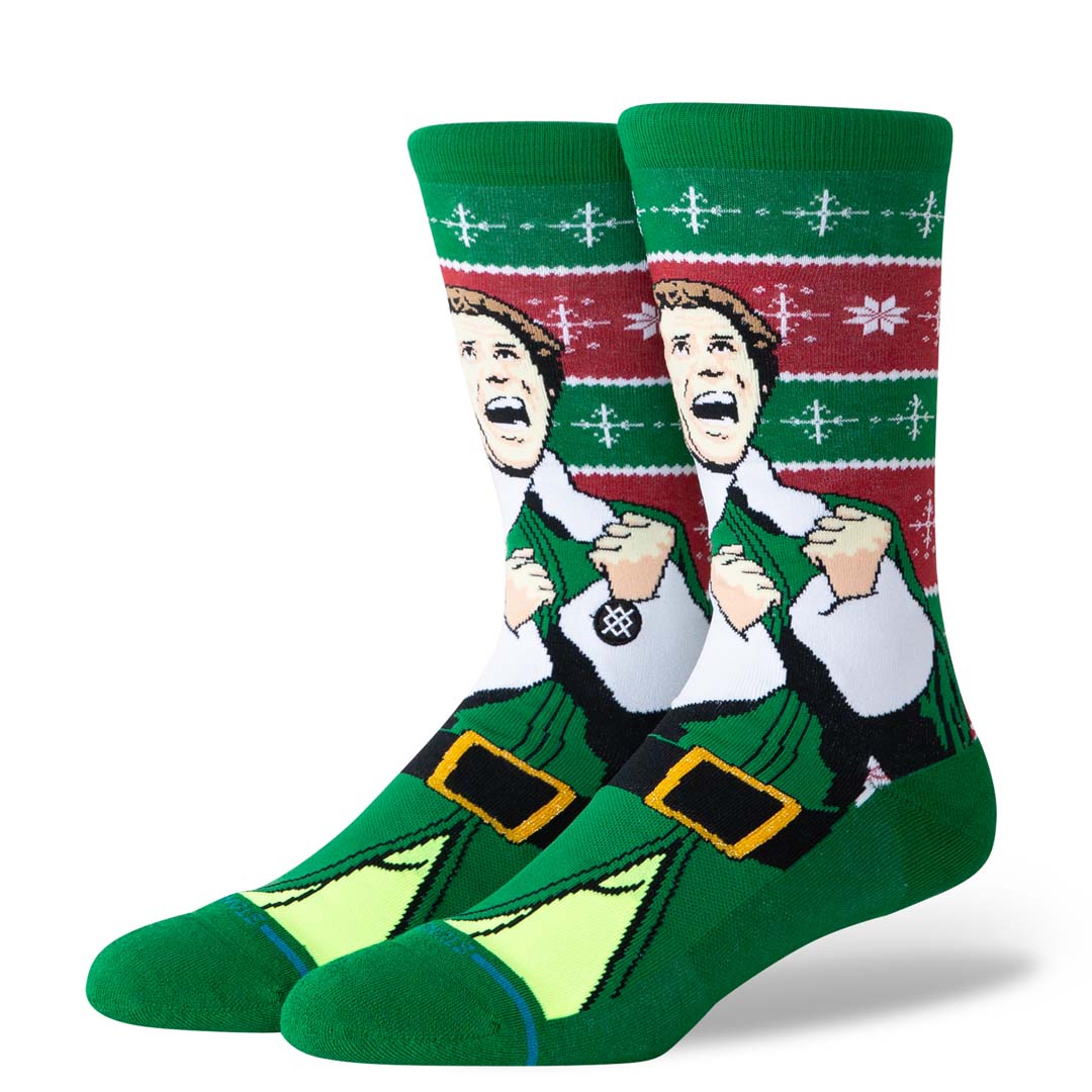 Chaussettes mi-mollet en coton peigné Stance x Elf « Smiling's My Favourite »
