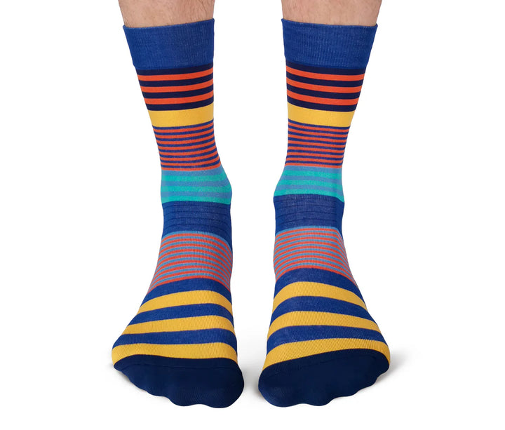 Chaussettes mi-mollet en coton « Stripe Right » par Uptown Sox - Taille L 