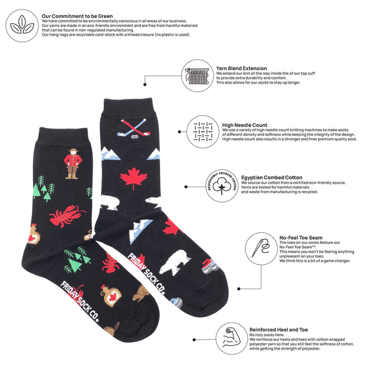 "Canada Icons" Landscape 85% Cotton Socks by Friday Sox Co