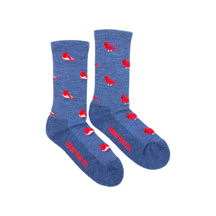 "Cardinal and Robin" 70% Merino Wool Socks by Friday Sox Co - Medium