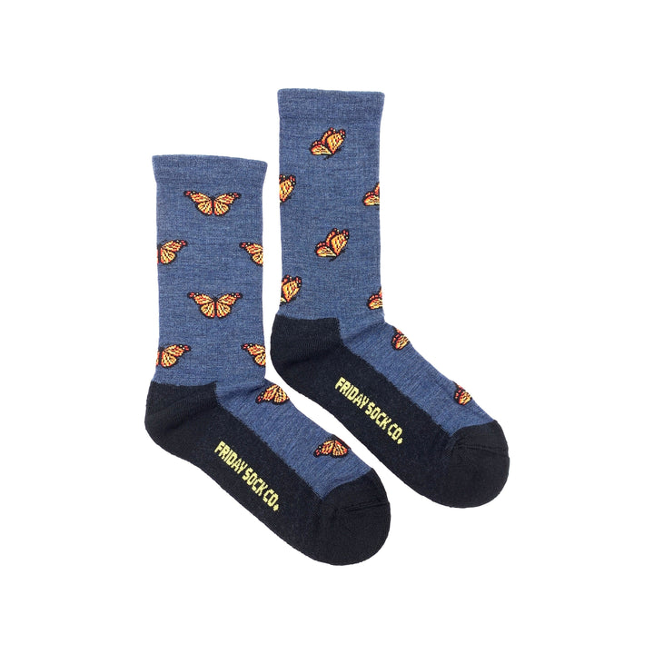 "Butterfly" 70% Merino Wool Socks by Friday Sox Co - Medium