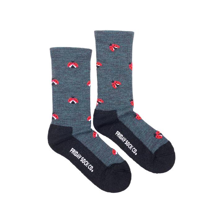 "Ladybug" Merino Wool Socks by Friday Sox Co - Medium