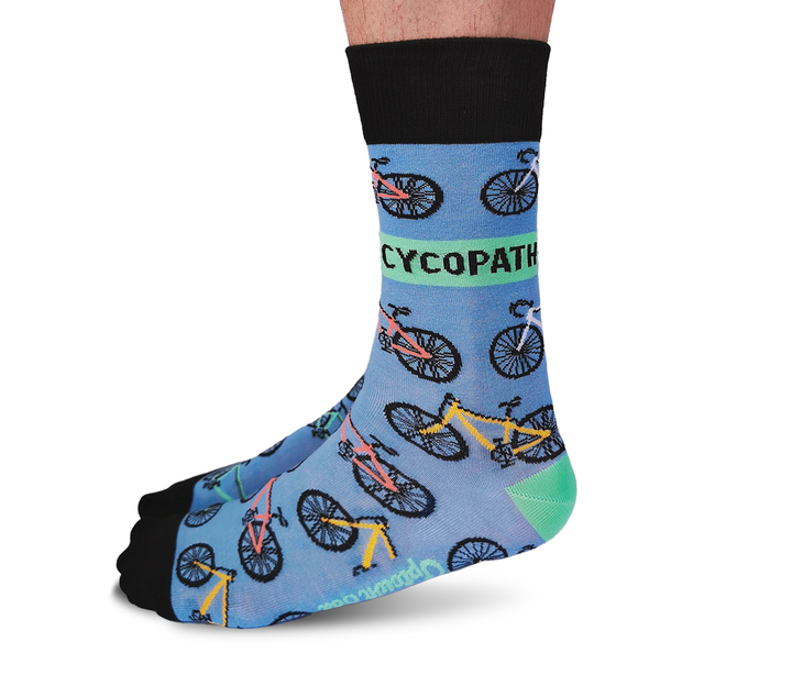 "Cycopath" Cotton Crew Socks by Uptown Sox - Large