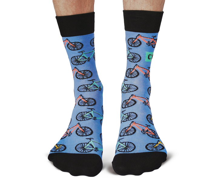 "Cycopath" Cotton Crew Socks by Uptown Sox - Large