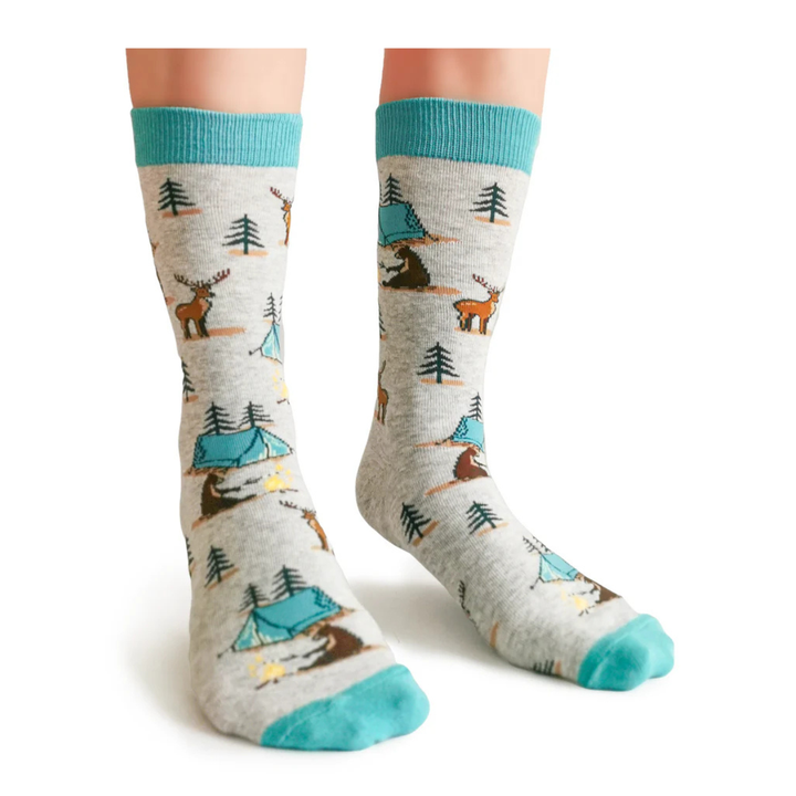 Chaussettes mi-mollet en coton « Camping Queen » par Uptown Sox - Medium