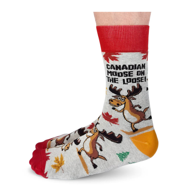 "Canadian Moose" Cotton Crew Socks by Uptown Sox