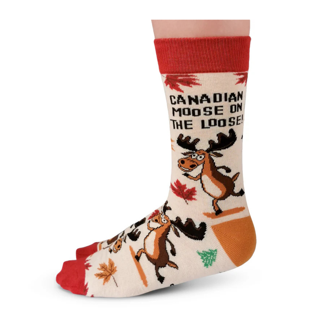 "Canadian Moose" Cotton Crew Socks by Uptown Sox