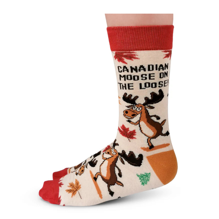 "Canadian Moose" Cotton Crew Socks by Uptown Sox