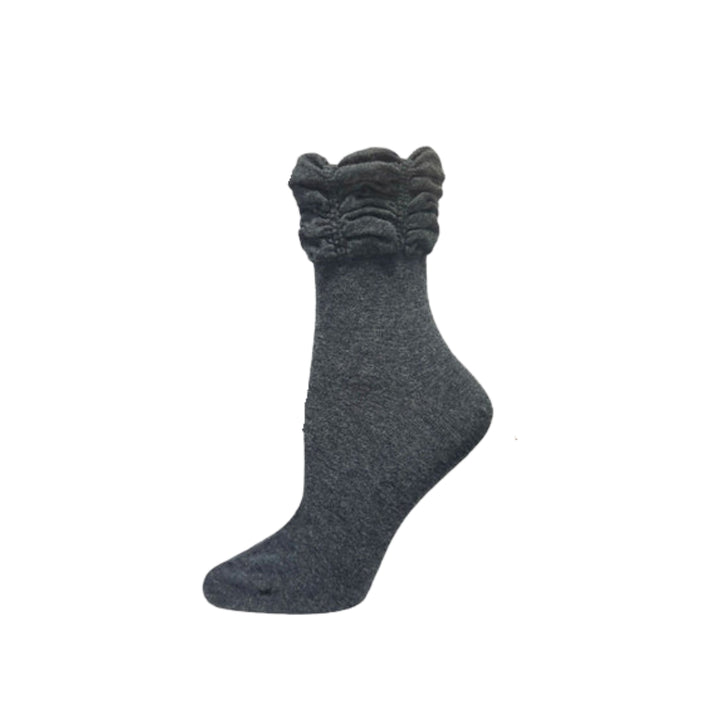 "Ruched Top" Quarter Length Cotton Socks by Key - Medium