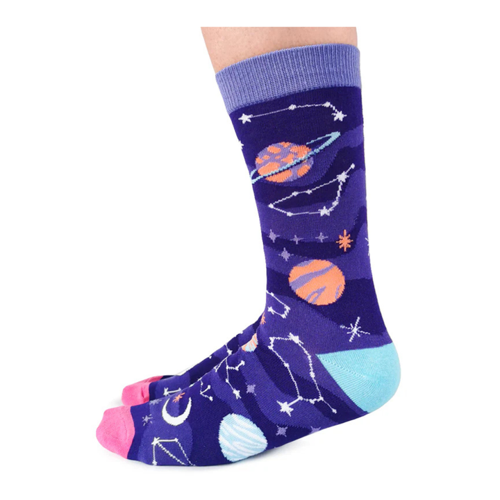 "Celestial" Cotton Crew Socks by Uptown Sox - Medium