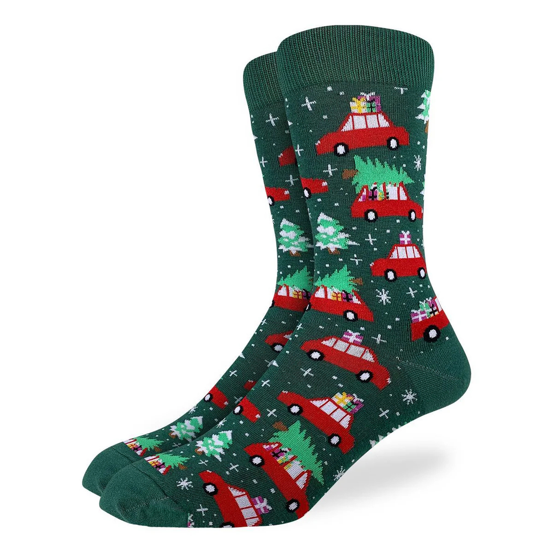 "Christmas Trees" Cotton Crew Socks by Good Luck Sock (CLEARANCE)