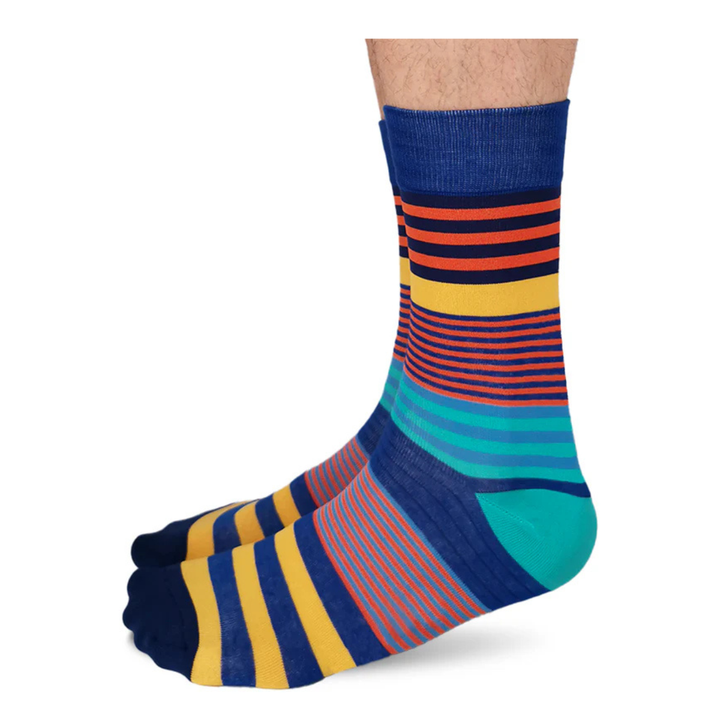 Chaussettes mi-mollet en coton « Stripe Right » par Uptown Sox - Taille L 
