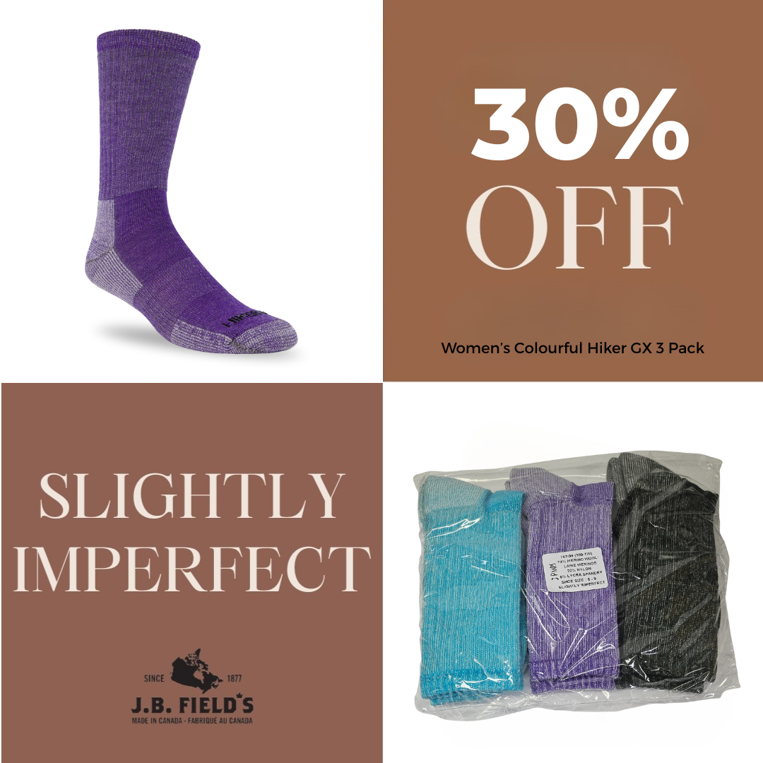 3 PAIR - J.B. Field's "Hiker GX" Merino Wool Hiking Sock (SLIGHTLY IMPERFECT) - COLOURFUL