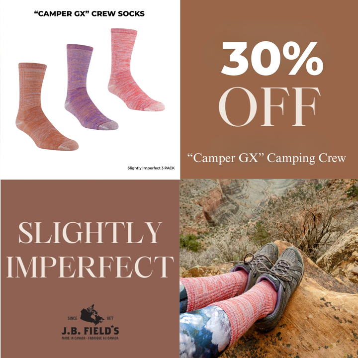 3 PAIRES - Chaussettes de randonnée en laine mérinos « Hiker GX » de JB Field (LÉGÈREMENT IMPARFAITES) - COLORÉES