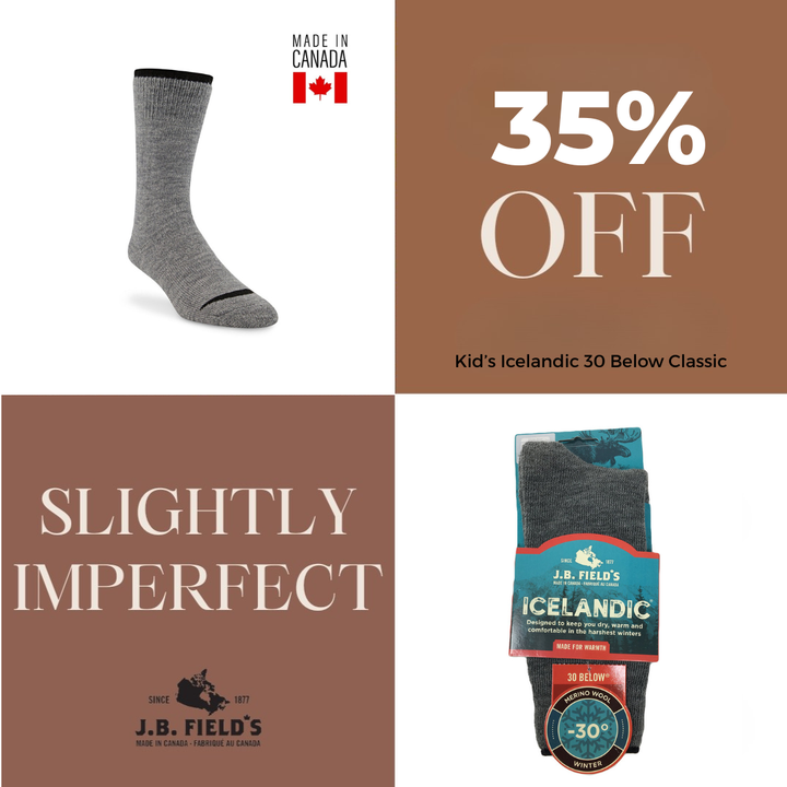 J.B. Field's Kid's "30 Below Classic" Merino Wool Thermal Sock - SLIGHTLY IMPERFECT