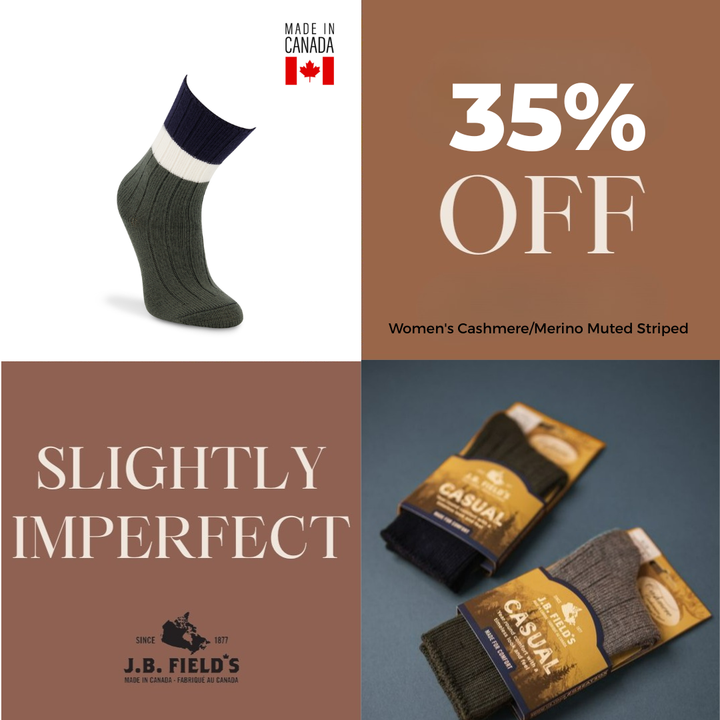 J.B. Field's Women's Muted Striped Merino Wool & Cashmere Socks (Slightly Imperfect)