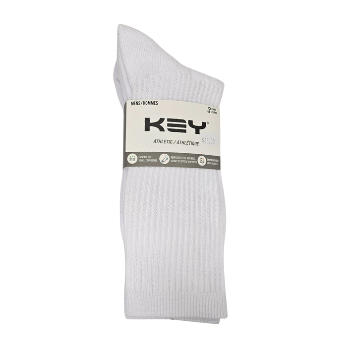 "90% Cotton Crew" Athletic Socks (3 Pairs) by KEY