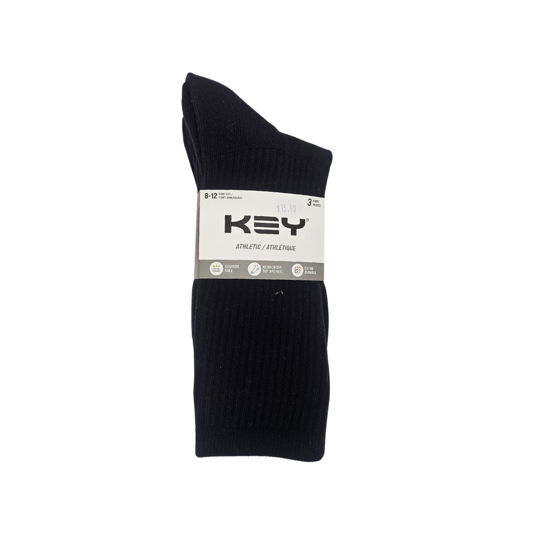 "90% Cotton Crew" Athletic Socks (3 Pairs) by KEY