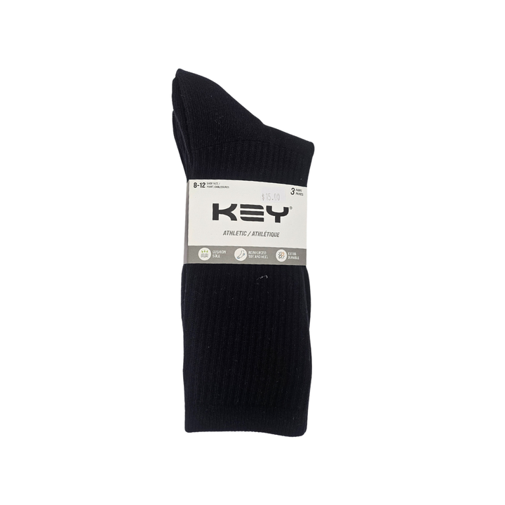 "90% Cotton Crew" Athletic Socks (3 Pairs) by KEY
