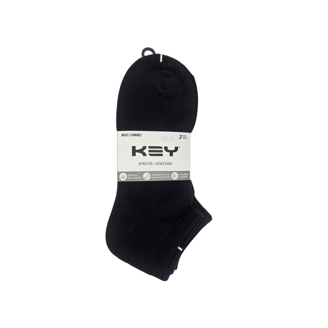 "90% Cotton Low-cut" Athletic Ankle Socks (3 Pairs) by KEY