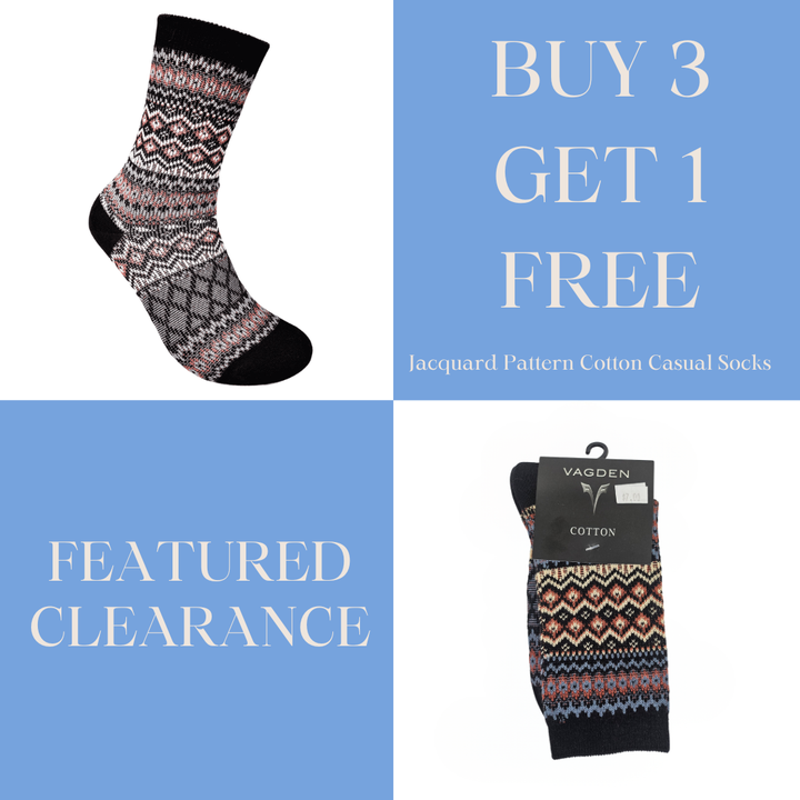 Vagden Jacquard Pattern G Cotton Casual Socks - Medium (CLEARANCE)