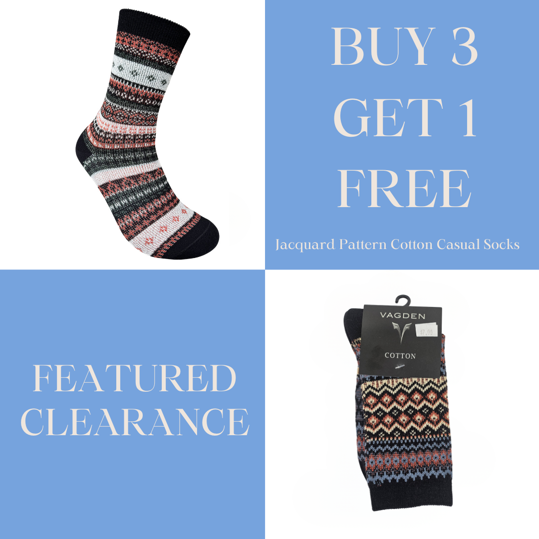 Vagden Jacquard Pattern E Cotton Casual Socks - Medium (CLEARANCE)