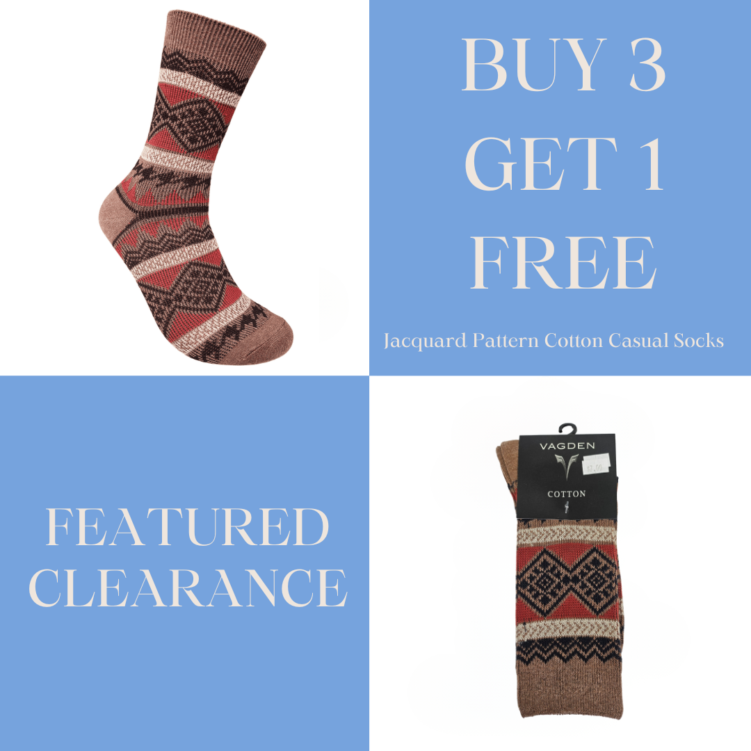 Vagden Jacquard Pattern D Cotton Casual Socks - Medium (CLEARANCE)