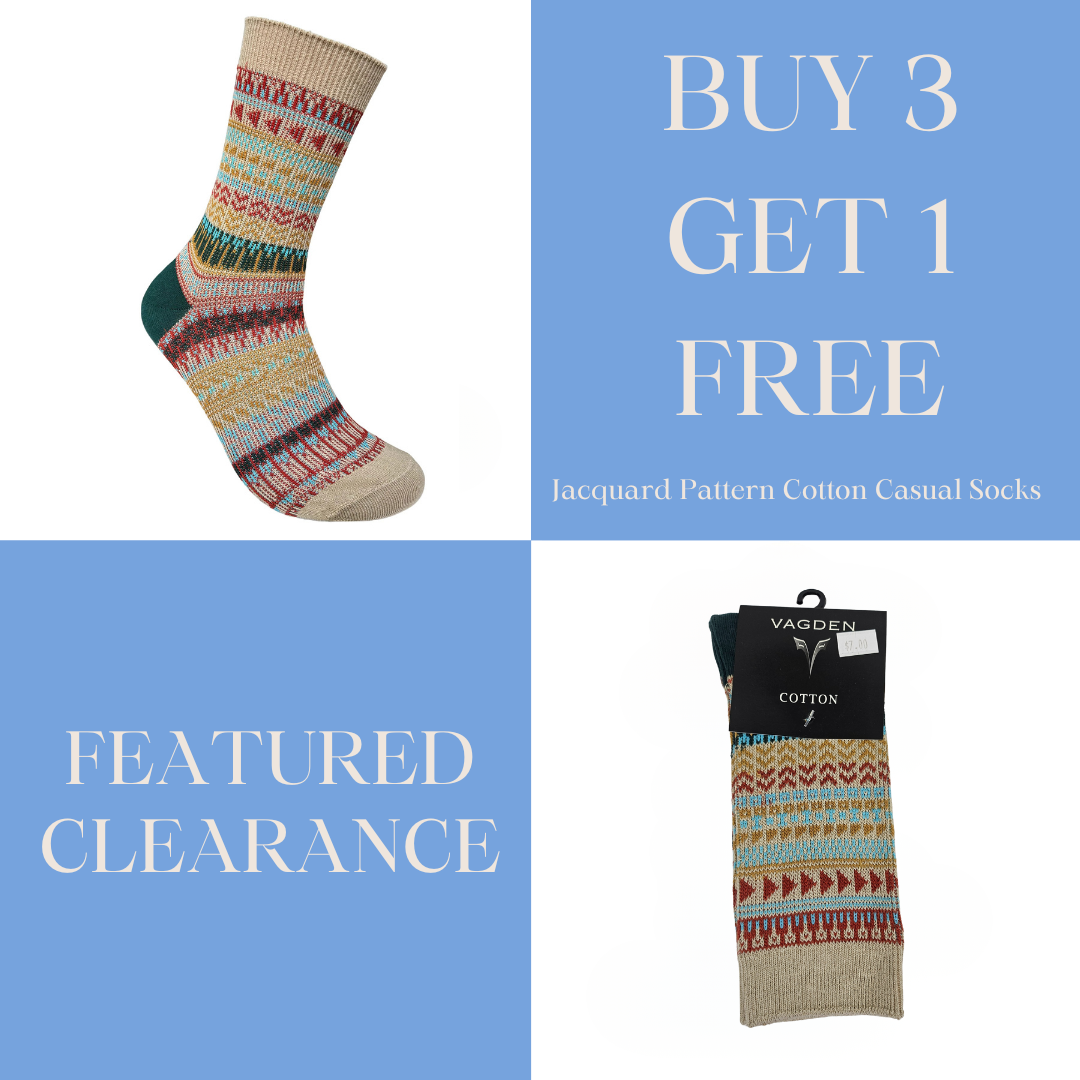 Vagden Jacquard Pattern C Cotton Casual Socks - Medium (CLEARANCE)